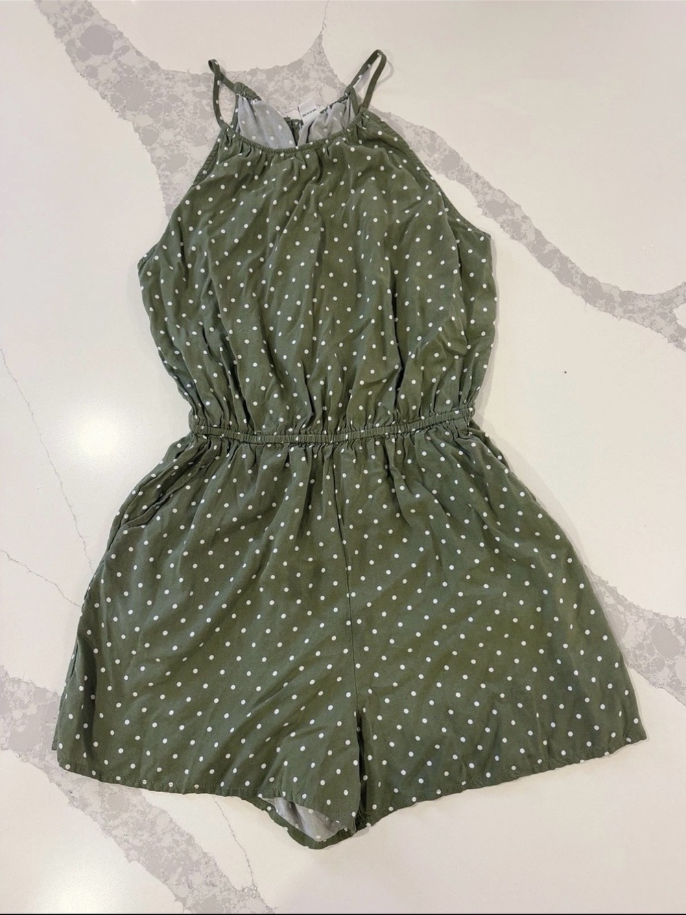 Old Navy Olive Green Polka Dot Girls' Romper